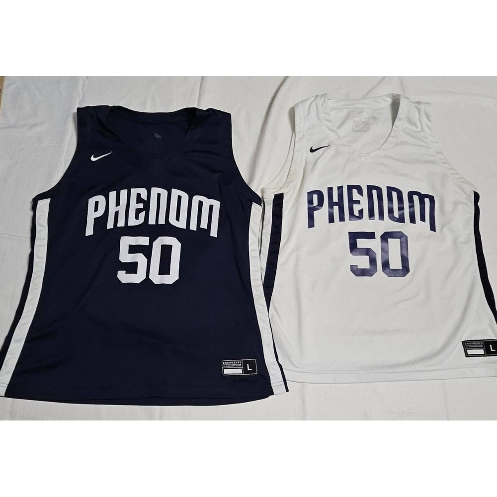 Nike Dri Fit Phenom Athletic Tank Jersey White Navy #50 Sport Womens Lg Lot Of 2